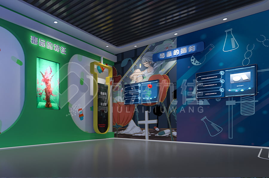 青少年禁毒教育基地，智慧禁毒防艾展館效果圖設計，禁毒防艾展廳平面設計公司